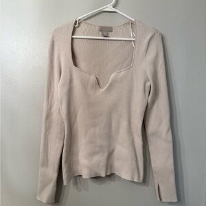 H&M Cream Ribbed Long Sleeve Top